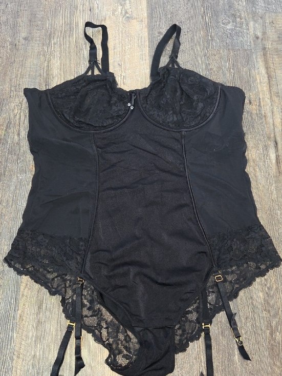 Ashley Graham Other - Ashley Graham Black Lace Bodysuit Chemise with Garters